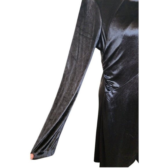 Donna Karan New York Velvet Sheath Dress Ruched Waist Size 12 Black - Picture 3 of 11